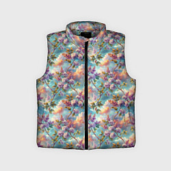 Детский жилет Объемная сирень паттерн, цвет: 3D-светло-серый