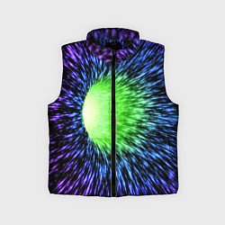 Детский жилет Червоточина - градиентные лучи со свечением, цвет: 3D-черный