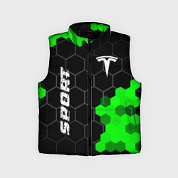 Детский жилет Tesla green sport hexagon, цвет: 3D-черный