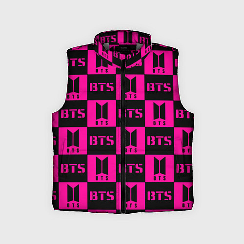 Детский жилет BTS pattern pink logo / 3D-Светло-серый – фото 1