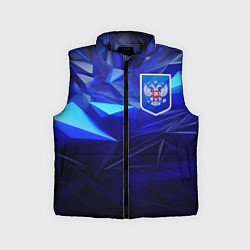 Детский жилет Герб России на синей абстракции