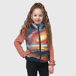 Детский жилет Разноцветная далёкая галактика - неоновое свечение, цвет: 3D-светло-серый — фото 2