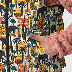 Детский жилет Африка паттерн пальмы животные, цвет: 3D-черный — фото 2