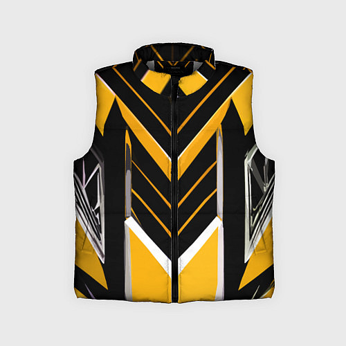 Детский жилет Жёлто-серые полосы на чёрном фоне / 3D-Светло-серый – фото 1