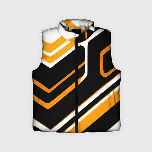 Детский жилет Чёрно-жёлтые полосы на белом фоне / 3D-Светло-серый – фото 1