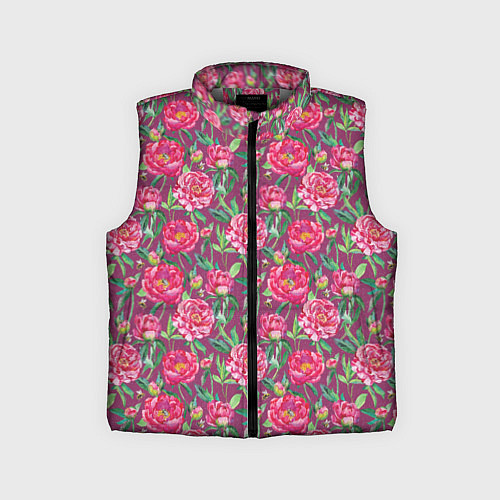 Детский жилет Пионы и шмели / 3D-Светло-серый – фото 1