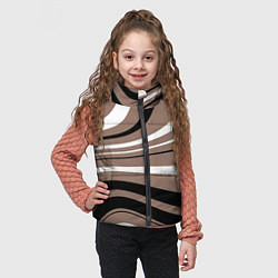 Детский жилет Кофейный бежевый волнистые линии, цвет: 3D-черный — фото 2