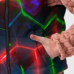 Детский жилет Неоновые яркие зеленые плиты с красным светом, цвет: 3D-светло-серый — фото 2