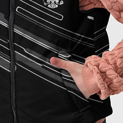 Детский жилет Герб РФ полосы геометрия, цвет: 3D-черный — фото 2