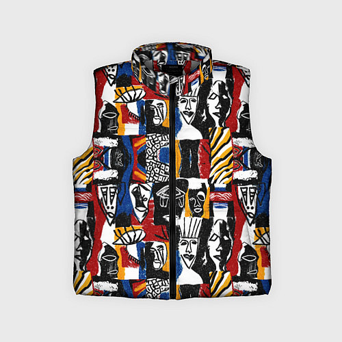 Детский жилет Лица и узоры / 3D-Светло-серый – фото 1