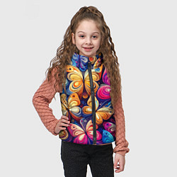 Детский жилет Разноцветные бабочки - нейросеть, цвет: 3D-светло-серый — фото 2
