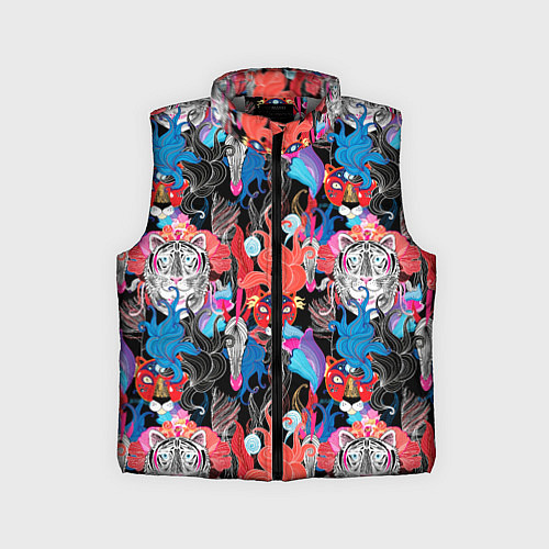 Детский жилет Орнамент диких кошек / 3D-Светло-серый – фото 1