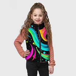 Детский жилет Яркая неоновая абстракция - нейросеть, цвет: 3D-черный — фото 2
