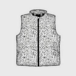 Детский жилет Дудл граффити рэперское - паттерн, цвет: 3D-черный