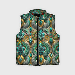 Детский жилет Паттерн зеленые темные змеи, цвет: 3D-красный