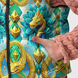 Детский жилет Золотистые змеи и цветы, цвет: 3D-черный — фото 2