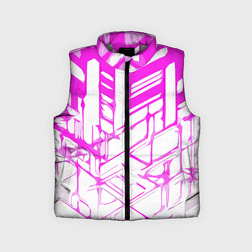 Детский жилет Агрессивные розовые полосы на белом фоне / 3D-Светло-серый – фото 1