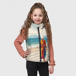 Детский жилет Летний пейзаж с женщиной на пляже, цвет: 3D-черный — фото 2