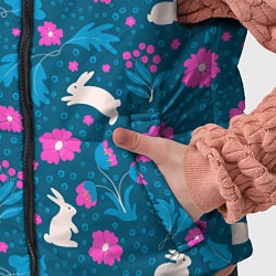 Детский жилет Зайцы и цветы на синем фоне, цвет: 3D-светло-серый — фото 2