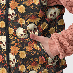 Детский жилет Черепа и цветы - паттерн, цвет: 3D-черный — фото 2