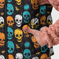 Детский жилет Паттерн с черепами - грифика, цвет: 3D-светло-серый — фото 2