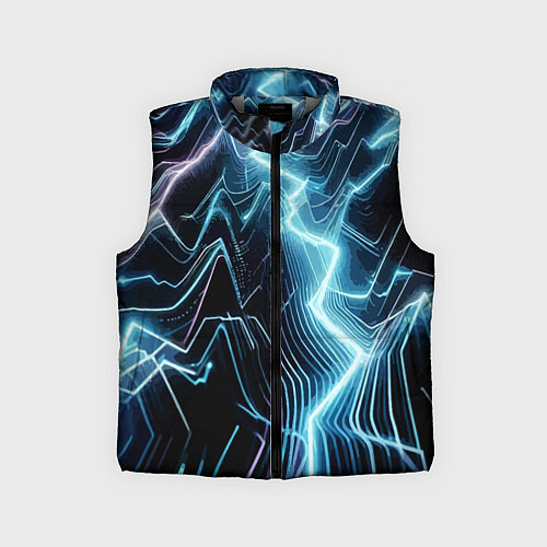 Детский жилет Разряд молнии - неоновое свечение / 3D-Светло-серый – фото 1