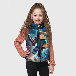 Детский жилет Стив с мечом в космосе -Майнкрафт, цвет: 3D-черный — фото 2