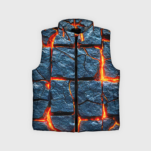 Детский жилет Каменный разлом с лавой, паттерн / 3D-Светло-серый – фото 1