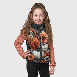 Детский жилет Белые тыква с цветами, цвет: 3D-черный — фото 2