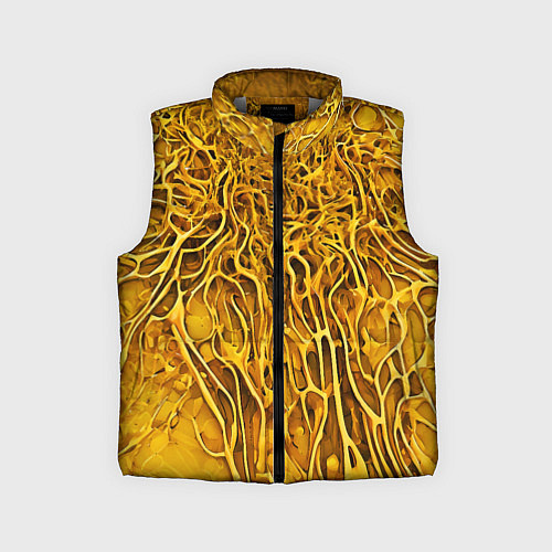 Детский жилет Жёлтый симбионт абстракция / 3D-Светло-серый – фото 1