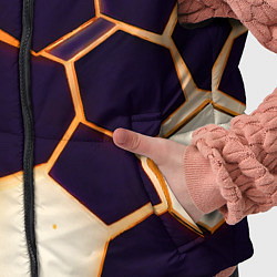 Детский жилет Чёрные шестиугольники на чёрном фоне, цвет: 3D-светло-серый — фото 2