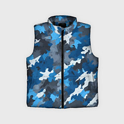 Детский жилет Синий армейский камуфляж, цвет: 3D-черный
