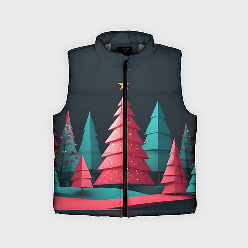 Детский жилет Новогодний ночной лес / 3D-Светло-серый – фото 1