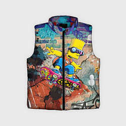 Детский жилет Bart Simpson on a skateboard - graffiti, цвет: 3D-красный