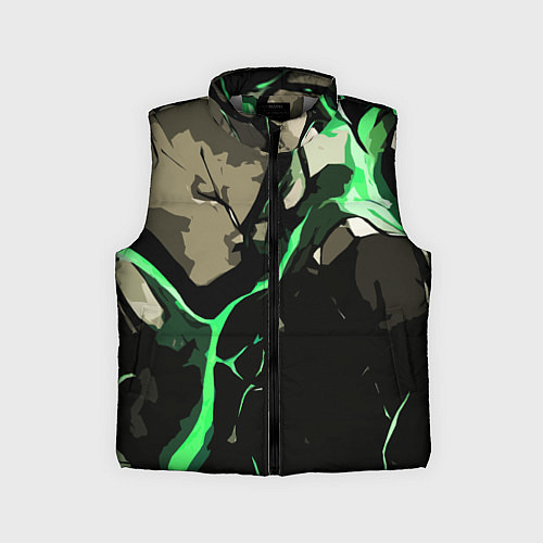 Детский жилет Зелёный разлом в камне / 3D-Светло-серый – фото 1