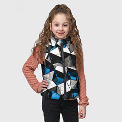 Детский жилет Сине-белые рельефные треугольники на чёрном фоне, цвет: 3D-красный — фото 2
