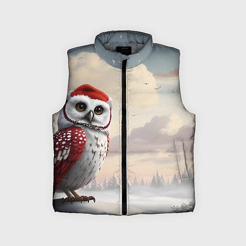 Детский жилет Сова на фоне зимнего леса / 3D-Светло-серый – фото 1