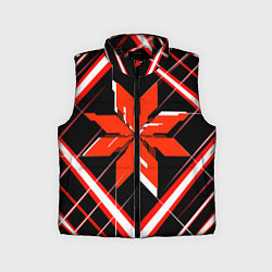 Детский жилет Красно-белая звезда и полосы на чёрном фоне, цвет: 3D-черный