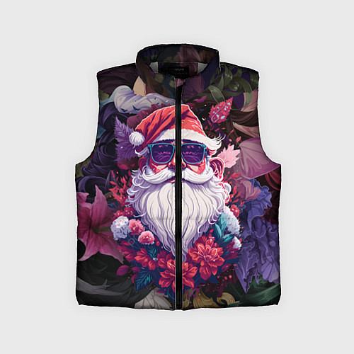 Детский жилет Дед мороз в цветах / 3D-Светло-серый – фото 1