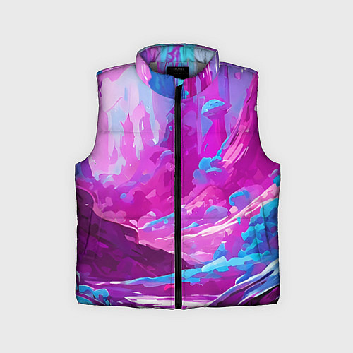 Детский жилет Фиолетовая кислотная абстракция / 3D-Светло-серый – фото 1