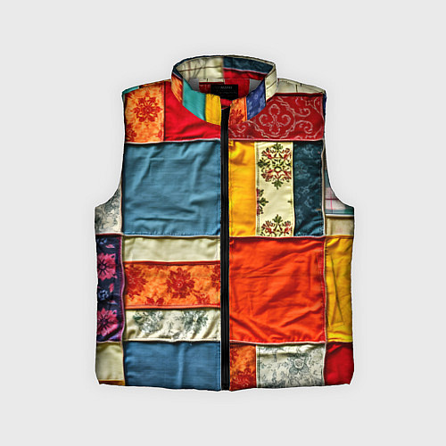 Детский жилет Пэчворк из ярких тканей / 3D-Светло-серый – фото 1