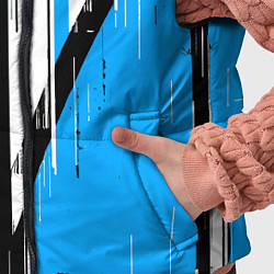Детский жилет Чёрно-белые вертикальные полосы на синем фоне, цвет: 3D-черный — фото 2