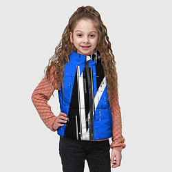 Детский жилет Чёрно-белые вертикальные полосы на синем фоне, цвет: 3D-светло-серый — фото 2