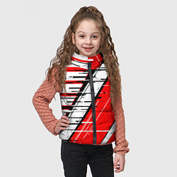 Детский жилет Чёрно-белые глитч полосы на красном фоне, цвет: 3D-красный — фото 2