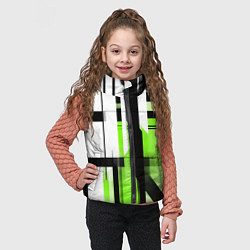 Детский жилет Чёрно-зелёные вертикальные и горизонтальные полосы, цвет: 3D-черный — фото 2