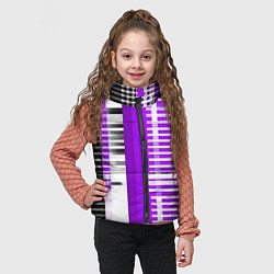 Детский жилет Белые полосы на чёрно-фиолетовом фоне, цвет: 3D-черный — фото 2