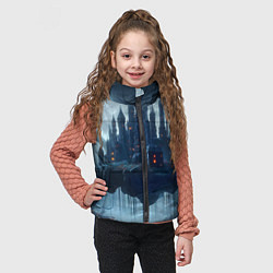 Детский жилет Замок Дракулы и неоновые грибы - нейроарт фантазия, цвет: 3D-черный — фото 2