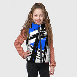 Детский жилет Чёрно-белые абстрактные линии на синем фоне, цвет: 3D-черный — фото 2
