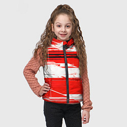 Детский жилет Горизонтальные чёрно-белые линии на красном фоне, цвет: 3D-черный — фото 2