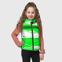 Детский жилет Горизонтальные чёрно-белые линии на зелёном фоне, цвет: 3D-светло-серый — фото 2
